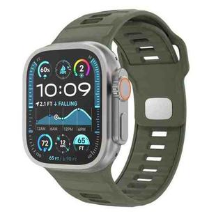 For Apple Watch 46mm / 49mm / 45mm / 44mm Checkered Reverse Buckle Silicone Watch Band(Army Green)