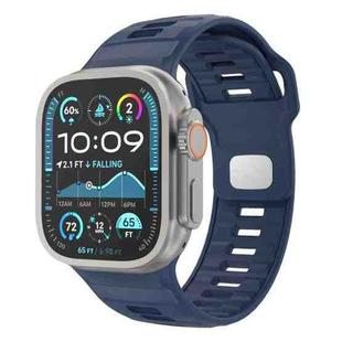 For Apple Watch 46mm / 49mm / 45mm / 44mm Checkered Reverse Buckle Silicone Watch Band(Dark Blue)