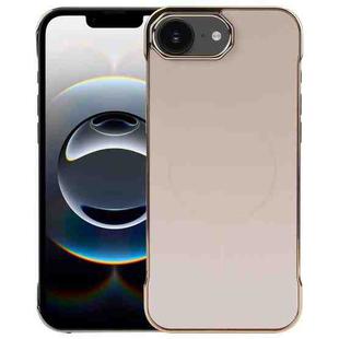 For iPhone 16e Electroplating Frameless Frosted Anti-Glare PC MagSafe Phone Case(Desert Gold)