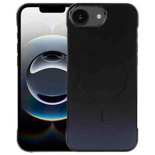 For iPhone 16e Electroplating Frameless Frosted Anti-Glare PC MagSafe Phone Case(Black)