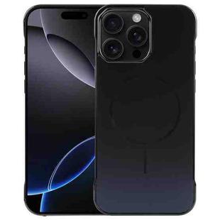 For iPhone 16 Pro Electroplating Frameless Frosted Anti-Glare PC MagSafe Phone Case(Black)