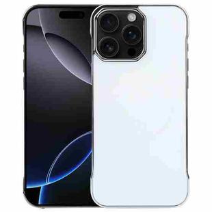 For iPhone 16 Pro Electroplating Frameless Frosted Anti-Glare PC MagSafe Phone Case(Silver White)