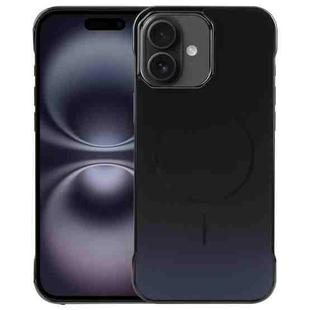 For iPhone 16 Plus Electroplating Frameless Frosted Anti-Glare PC MagSafe Phone Case(Black)