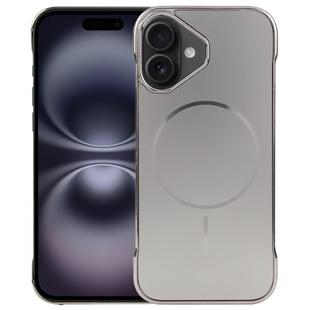 For iPhone 16 Plus Electroplating Frameless Frosted Anti-Glare PC MagSafe Phone Case(Titanium Gray)