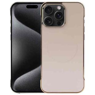 For iPhone 15 Pro Electroplating Frameless Frosted Anti-Glare PC MagSafe Phone Case(Desert Gold)