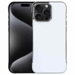 For iPhone 15 Pro Electroplating Frameless Frosted Anti-Glare PC MagSafe Phone Case(Silver White)