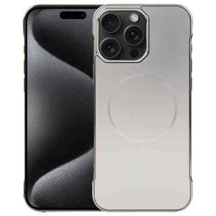 For iPhone 15 Pro Electroplating Frameless Frosted Anti-Glare PC MagSafe Phone Case(Titanium Gray)