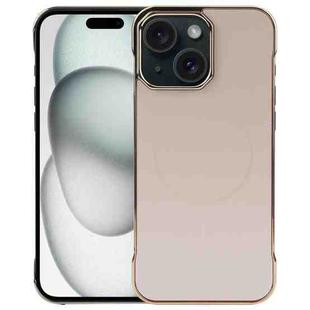 For iPhone 15 Plus / 14 Plus Electroplating Frameless Frosted Anti-Glare PC MagSafe Phone Case(Desert Gold)