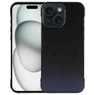 For iPhone 15 Plus / 14 Plus Electroplating Frameless Frosted Anti-Glare PC MagSafe Phone Case(Black)