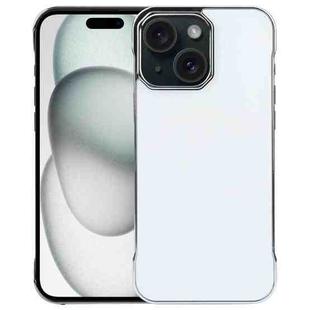 For iPhone 15 Plus / 14 Plus Electroplating Frameless Frosted Anti-Glare PC MagSafe Phone Case(Silver White)