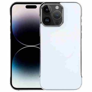 For iPhone 14 Pro Max Electroplating Frameless Frosted Anti-Glare PC MagSafe Phone Case(Silver White)