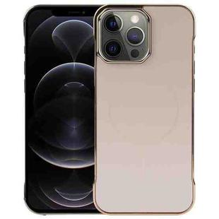 For iPhone 13 Pro Max / 12 Pro Max Electroplating Frameless Frosted Anti-Glare PC MagSafe Phone Case(Desert Gold)