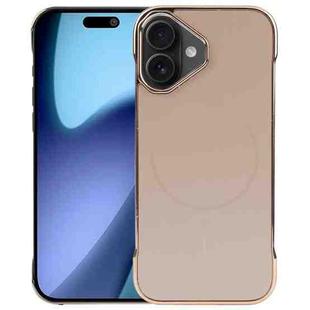 For iPhone 17 Electroplating Frameless Frosted Anti-Glare PC MagSafe Phone Case(Desert Gold)