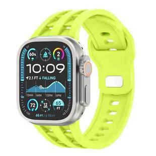 For Apple Watch 46mm / 49mm / 45mm / 44mm Dual-row Breathable Silicone Watch Band(Fluorescent Green)