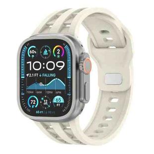 For Apple Watch 46mm / 49mm / 45mm / 44mm Dual-row Breathable Silicone Watch Band(Starlight)