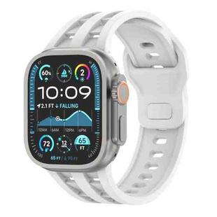 For Apple Watch 46mm / 49mm / 45mm / 44mm Dual-row Breathable Silicone Watch Band(White)