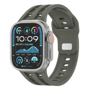 For Apple Watch 46mm / 49mm / 45mm / 44mm Dual-row Breathable Silicone Watch Band(Clay Color)