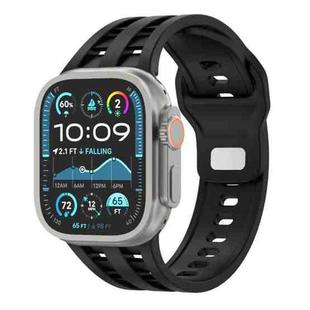For Apple Watch 46mm / 49mm / 45mm / 44mm Dual-row Breathable Silicone Watch Band(Black)