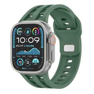 For Apple Watch 46mm / 49mm / 45mm / 44mm Dual-row Breathable Silicone Watch Band(Army Green)