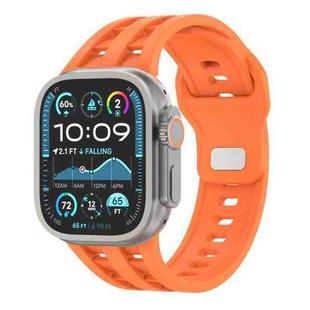 For Apple Watch 46mm / 49mm / 45mm / 44mm Dual-row Breathable Silicone Watch Band(Orange)