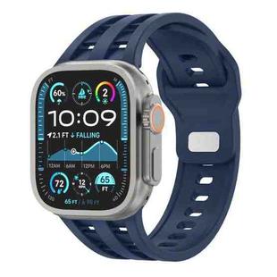 For Apple Watch 46mm / 49mm / 45mm / 44mm Dual-row Breathable Silicone Watch Band(Dark Blue)