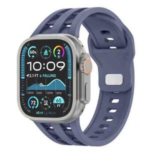 For Apple Watch 46mm / 49mm / 45mm / 44mm Dual-row Breathable Silicone Watch Band(Haze Blue)