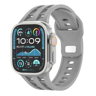For Apple Watch 46mm / 49mm / 45mm / 44mm Dual-row Breathable Silicone Watch Band(Light Grey)