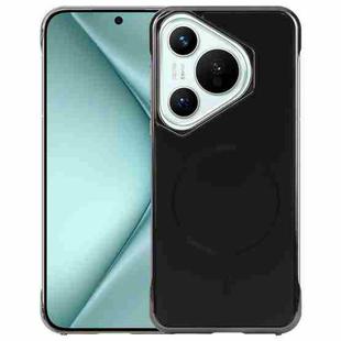 For Huawei Pura 70 Electroplating Frameless Frosted Anti-Glare PC MagSafe Phone Case(Black)