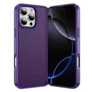 For iPhone 16 Pro Max Carbon Fiber Texture Skin-feel Acrylic TPU Phone Case(Purple)