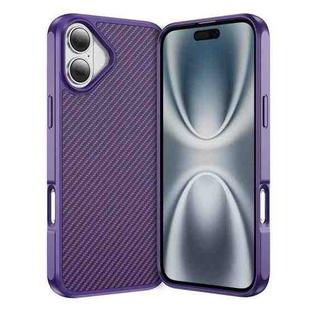 For iPhone 16 Plus Carbon Fiber Texture Skin-feel Acrylic TPU Phone Case(Purple)