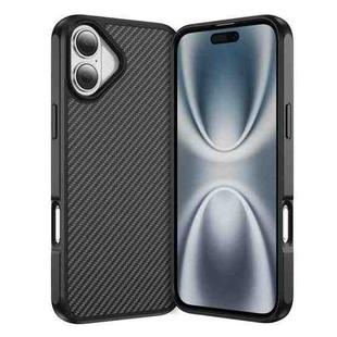 For iPhone 16 Carbon Fiber Texture Skin-feel Acrylic TPU Phone Case(Black)