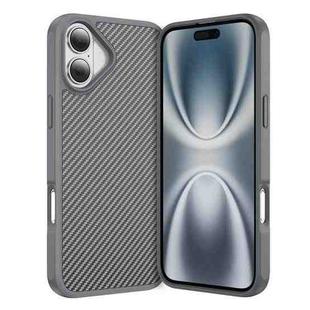 For iPhone 16 Carbon Fiber Texture Skin-feel Acrylic TPU Phone Case(Grey)