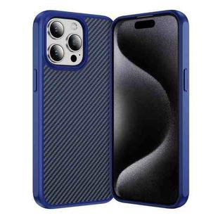 For iPhone 15 Pro Carbon Fiber Texture Skin-feel Acrylic TPU Phone Case(Blue)