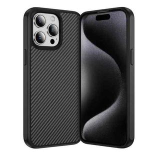 For iPhone 15 Pro Carbon Fiber Texture Skin-feel Acrylic TPU Phone Case(Black)