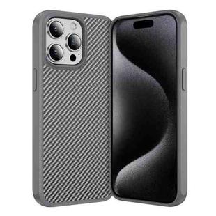 For iPhone 15 Pro Carbon Fiber Texture Skin-feel Acrylic TPU Phone Case(Grey)