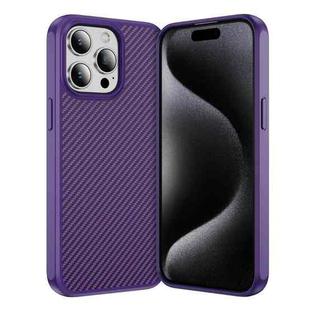 For iPhone 15 Pro Carbon Fiber Texture Skin-feel Acrylic TPU Phone Case(Purple)