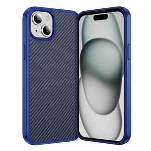 For iPhone 15 Plus Carbon Fiber Texture Skin-feel Acrylic TPU Phone Case(Blue)