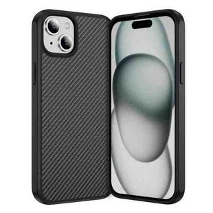 For iPhone 15 Plus Carbon Fiber Texture Skin-feel Acrylic TPU Phone Case(Black)