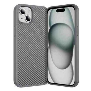 For iPhone 15 Plus Carbon Fiber Texture Skin-feel Acrylic TPU Phone Case(Grey)