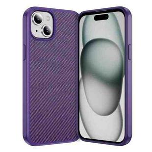 For iPhone 15 Plus Carbon Fiber Texture Skin-feel Acrylic TPU Phone Case(Purple)