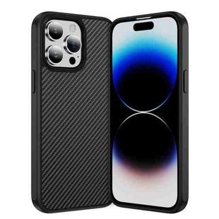 For iPhone 14 Pro Max Carbon Fiber Texture Skin-feel Acrylic TPU Phone Case(Black)