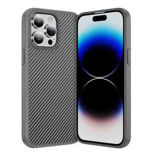 For iPhone 14 Pro Max Carbon Fiber Texture Skin-feel Acrylic TPU Phone Case(Grey)