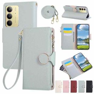 For Realme C75 5G / 14X 5G Round Buckle Zipper Wallet Leather Phone Case with Crossbody Strap(Sky Blue)