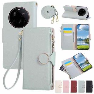 For Xiaomi 15 Ultra Round Buckle Zipper Wallet Leather Phone Case with Crossbody Strap(Sky Blue)