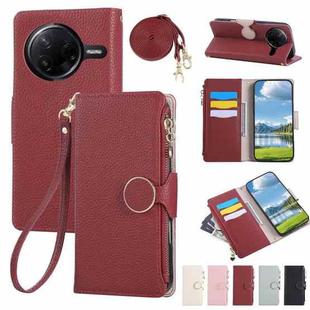 For Redmi K80 Pro / Poco F7 Ultra Round Buckle Zipper Wallet Leather Phone Case with Crossbody Strap(Red)