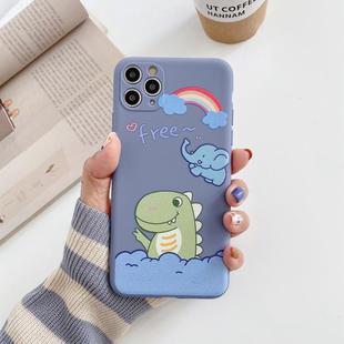 For iPhone 11 Cartoon Pattern Protective Case(Dinosaur and Elephant)