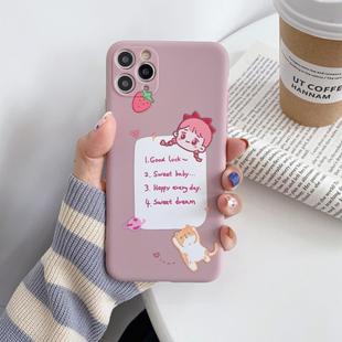 For iPhone 11 Cartoon Pattern Protective Case(Cat and Girl)