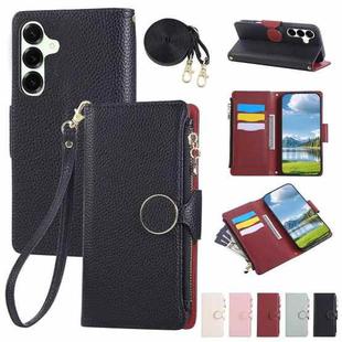 For Samsung Galaxy A16 4G / 5G / A26 5G Round Buckle Zipper Wallet Leather Phone Case with Crossbody Strap(Black)