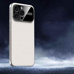 For iPhone 13 Pro Max Soft Armor Cooling Plain Leather Hybrid PC Phone Case(White)