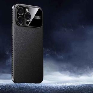 For iPhone 13 Pro Max Soft Armor Cooling Plain Leather Hybrid PC Phone Case(Black)